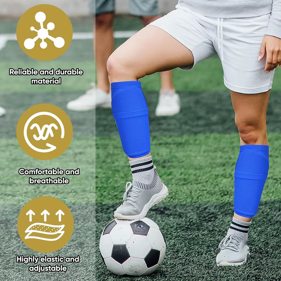 Kids Youth Soccer Shin Guards with Sleeves, Slip in Shinguards Soccer Shin Pads for Boys Girls Child Teens Adults