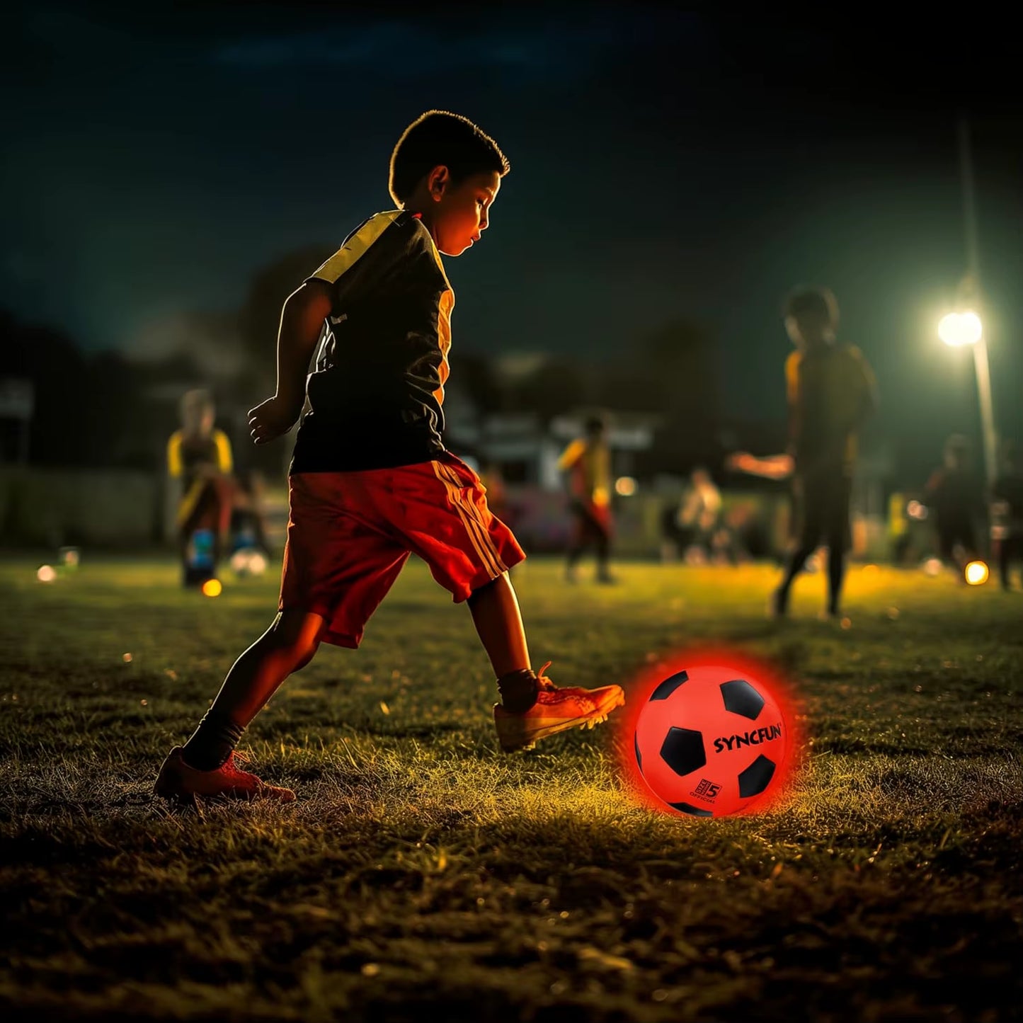Glow in the Dark Soccer Ball Light up Soccer Night Sports Gear Gifts Games Red Glowing Ball for Teen Boy Toys Gifts