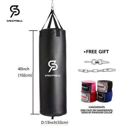 100/120Cm Unfilled Heavy Punching Bag Professional Boxing Sandbag with Hanging Accessorie for MMA Muay Thai Kickboxing Taekwondo