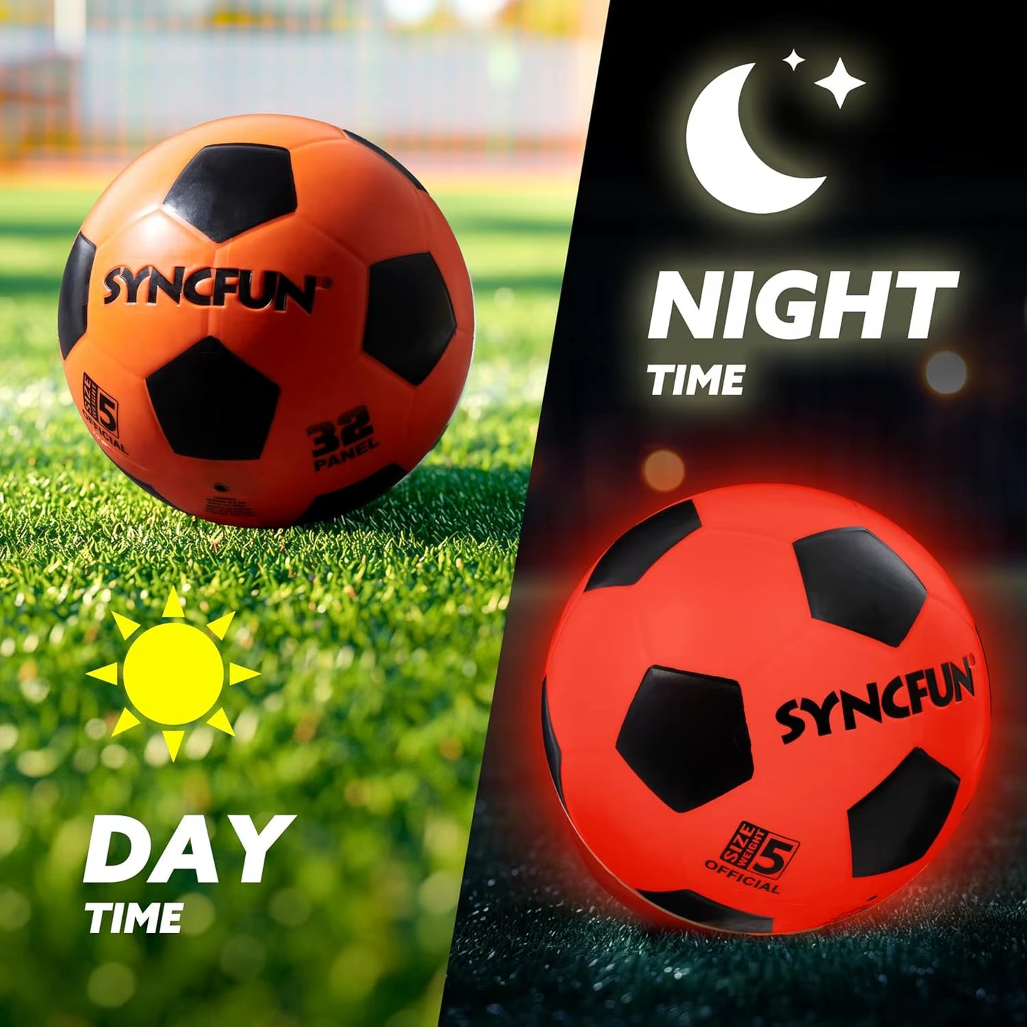 Glow in the Dark Soccer Ball Light up Soccer Night Sports Gear Gifts Games Red Glowing Ball for Teen Boy Toys Gifts