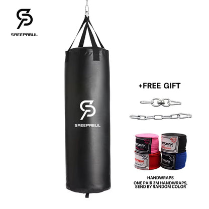 100/120Cm Unfilled Heavy Punching Bag Professional Boxing Sandbag with Hanging Accessorie for MMA Muay Thai Kickboxing Taekwondo