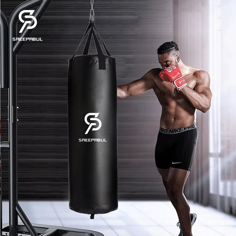 100/120Cm Unfilled Heavy Punching Bag Professional Boxing Sandbag with Hanging Accessorie for MMA Muay Thai Kickboxing Taekwondo