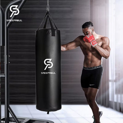 100/120Cm Unfilled Heavy Punching Bag Professional Boxing Sandbag with Hanging Accessorie for MMA Muay Thai Kickboxing Taekwondo