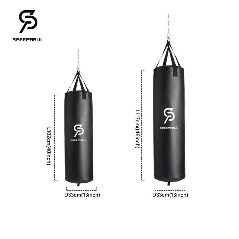 100/120Cm Unfilled Heavy Punching Bag Professional Boxing Sandbag with Hanging Accessorie for MMA Muay Thai Kickboxing Taekwondo