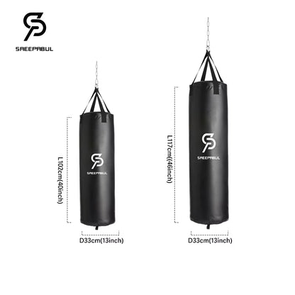100/120Cm Unfilled Heavy Punching Bag Professional Boxing Sandbag with Hanging Accessorie for MMA Muay Thai Kickboxing Taekwondo