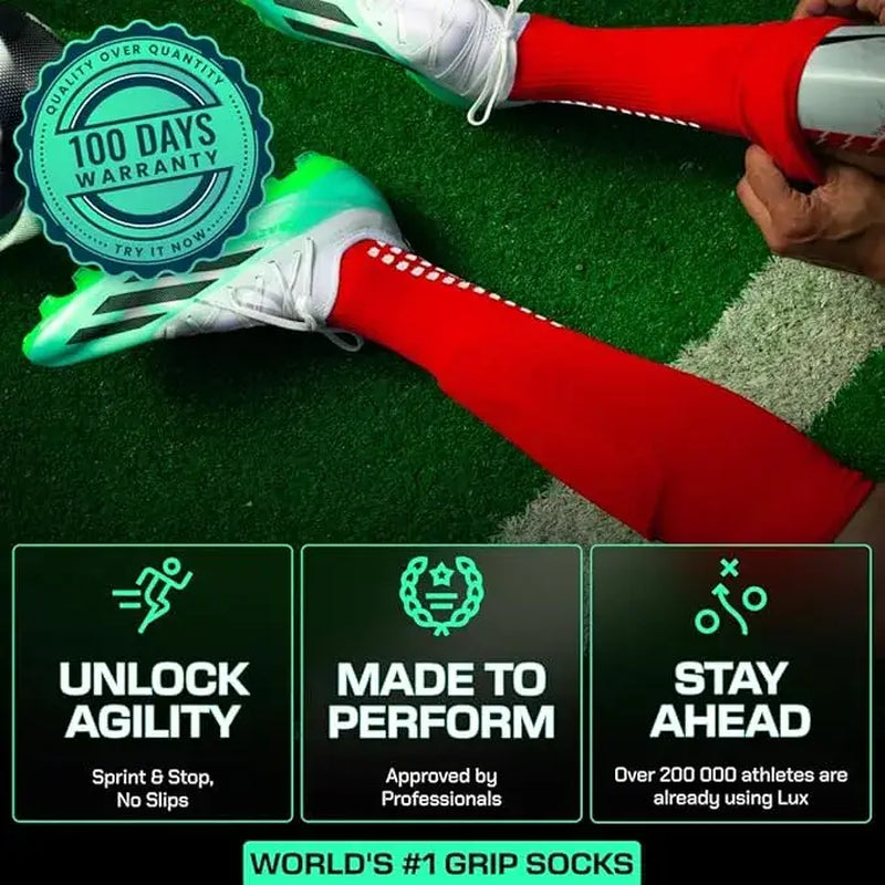 Anti Slip Soccer Socks (Knee) - Red